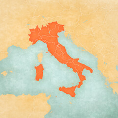 Map of Italy - Borders of regions