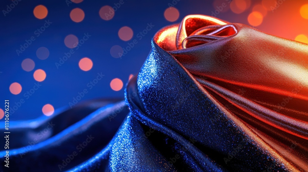 Poster elegant fabric with shimmering texture and vibrant background bokeh