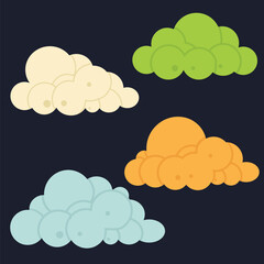 Stylized Colorful Clouds with Bubbly Appearance Illustration