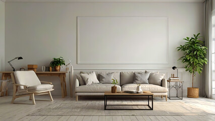 Obraz premium Wall design living room interior with sofa