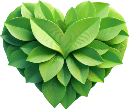 Environment nature conservation 3D leaves grow of green Heart shape isolated
