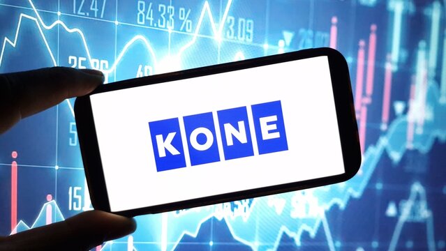 Konskie, Poland - November 30, 2024: KONE company logo displayed on mobile phone