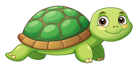 Green tortoise on white background.