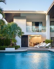 Fototapeta premium Outside outdoor holiday vacation relax and swim, house home family recreation activity