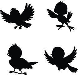 A Set of Flying Birds Silhouettes