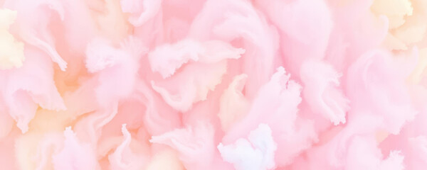 Fototapeta premium A dreamy pastel cotton candy background with soft, fluffy textures in pink, blue, and white. Great for sweet-themed designs, summer decorations, or playful creative projects.