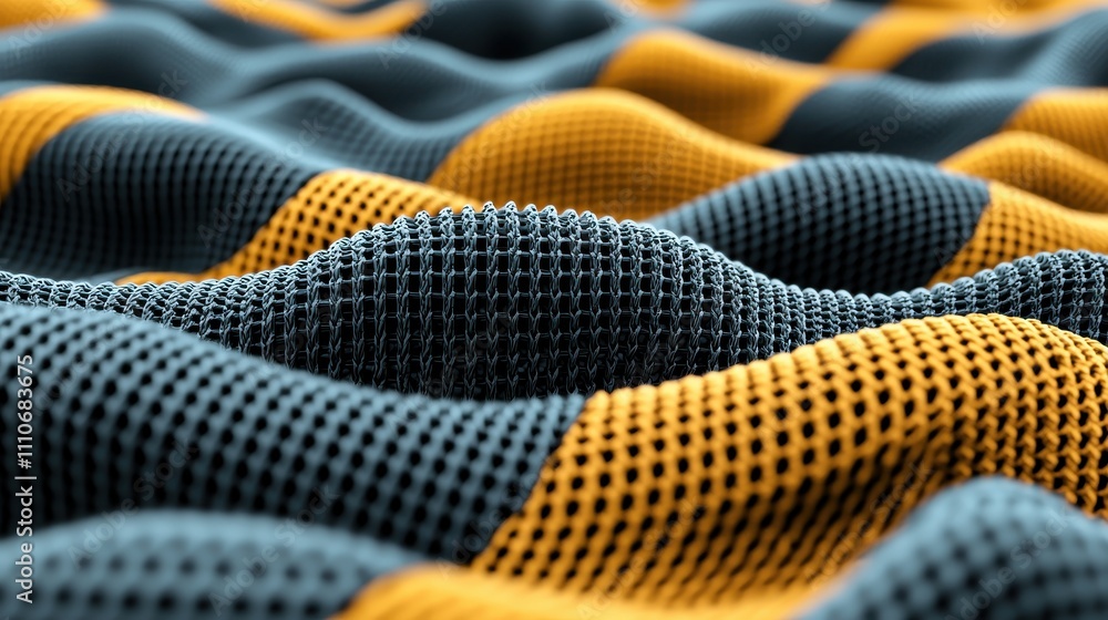 Poster textured fabric pattern in yellow and gray waves for design use