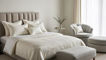 Hypoallergenic Cream Bedding in Elegant Neutral-Toned Bedroom