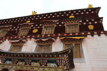 Drug Dje Tibetan monastery of Padma Drukpa in Litang County, Garze Tibetan Autonomous Prefecture. Sichuan, China.Sertar county, Sichuan, China - May 16, 2014: View of Academy building interior w