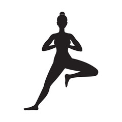 Female different style yoga pose silhouette vector illustration isolated on white background