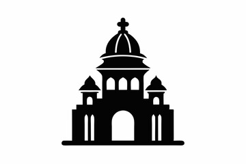 Pagoda and temple silhouette - Illustration ,black and white silhouette of a temple, Hindu spiritual temple | vector silhouette illustration on white background