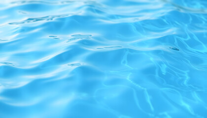 Blue water with ripples on the surface. Defocus blurred transparent blue colored clear calm water surface texture with splashes and bubbles. Water waves with shining pattern texture background, mast