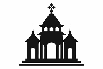 Pagoda and temple silhouette - Illustration ,black and white silhouette of a temple, Hindu spiritual temple | vector silhouette illustration on white background