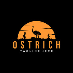 Vintage Retro Ostrich Silhouette with Grassland Logo Design
Icon Art Design for prints, t-shirt prints, posters, covers,