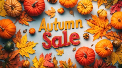 Fall season sale advertisement promotion poster template design.