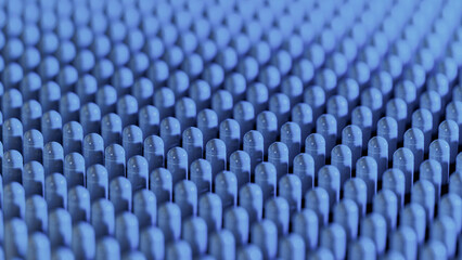 Fototapeta premium Pharmaceutical production line blue capsules moving on conveyor