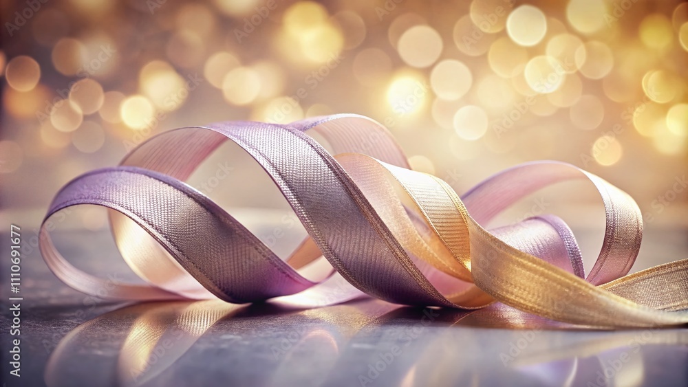 Poster elegant display of two ribbons intertwined in soft natural light, capturing the beauty of texture an