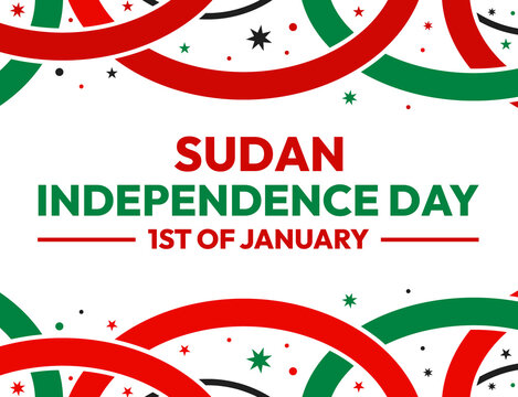 1st of January is celebrated as Independence Day in Sudan, colorful design with typography greetings in the center
