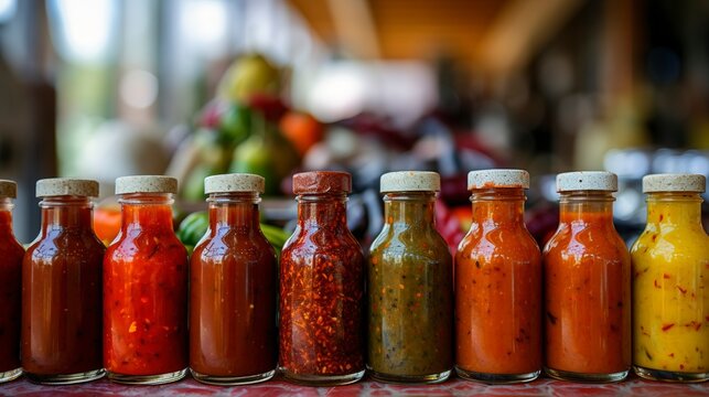 A photo of a variety of locally produced hot sauces