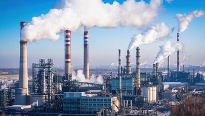 Industrial Complex with Smoke Stacks