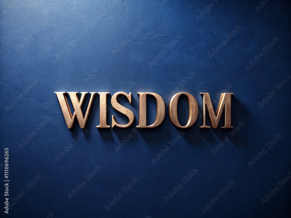 Poster elegant representation of wisdom in rich navy blue with thoughtful letterforms and ample copy space 