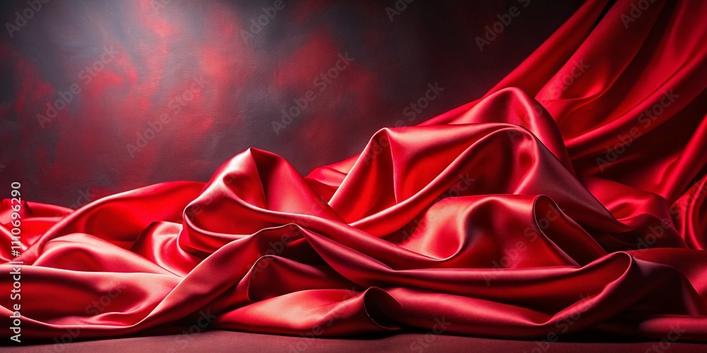 Aufkleber elegant red satin fabric for tailoring concept with abstract background and ample copy space for sty