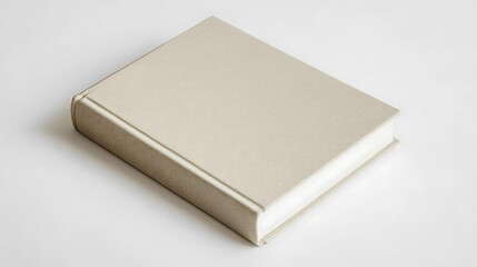 Fototapeta premium Mockup of a hardcover book with a beige cover on a white background