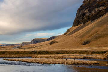 Mountain and a river, south Iceland