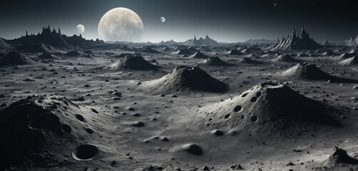 Surreal Lunar Landscape with Craters