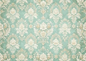 Elegant Vintage Damask Pattern Wallpaper Design for Home Decor, Textile, and Package Design with Classic Floral Motifs and Rich Textures in Soft Pastel Colors