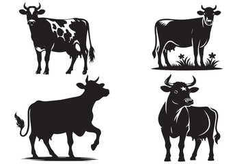 silhouettes of cows