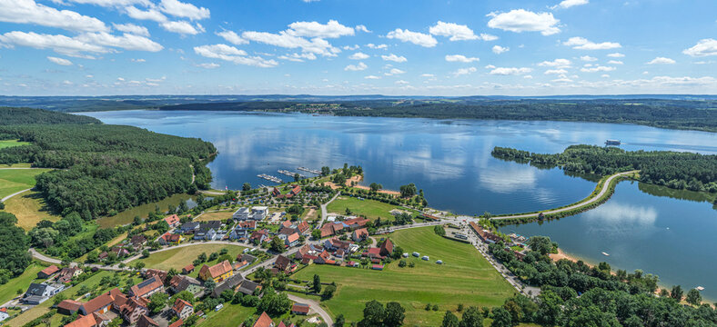 Die Urlaubsregion Fr&auml;nkisches Seenland bei Enderndorf am Gro&szlig;en Brombachsee von oben