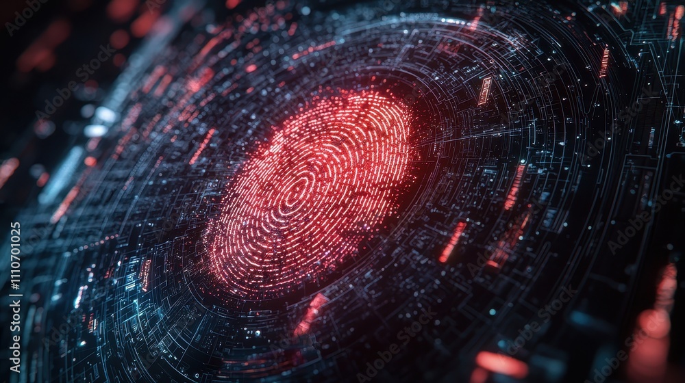 Poster futuristic visualization of identity security and associated risks in digital environments