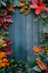 Obraz premium Colorful Fall foliage background. Seasonal theme for greeting card background.