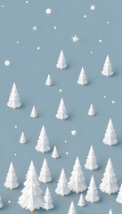 Fototapeta premium Christmas white trees minimal pattern isometric, realistic