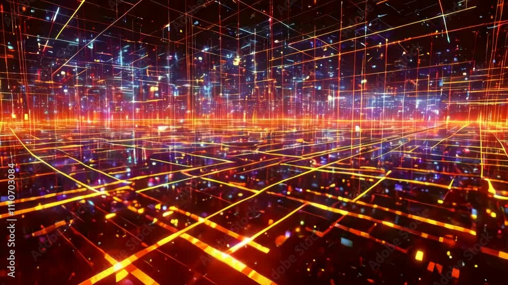 Aufkleber top 10 abstract background animation: vivid neon grid loop