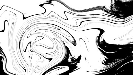 Beautiful abstract wallpaper. Marble texture. Unusual art technique. Black background, white waves. Creative artwork.