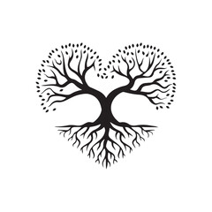 Modern Heart Tree Silhouette Vector Illustration