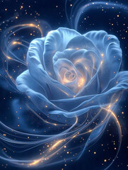 Obraz premium Wallpaper Ethereal Blue Rose with Sparkling Highlights, soft focus