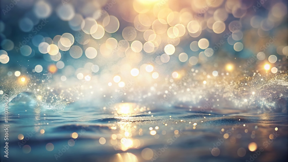Poster ethereal dance of light particles with bokeh effect in minimalist style for serene atmosphere and ab