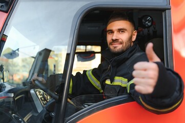 Driver of a fire truck in action