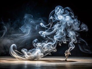 Ethereal Smoke Swirling Against a Dark Canvas, Capturing the Mystique and Fluidity of Nature's Breath with Dramatic Lighting and Intriguing Patterns in a Black Background