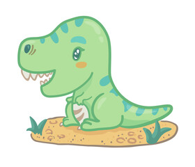 Cute Baby T-Rex Dinosaur Illustration