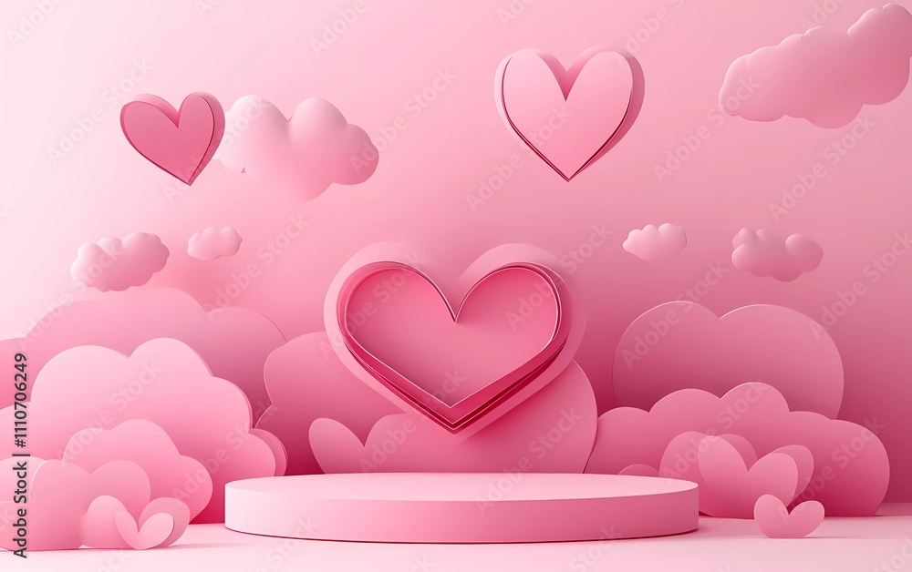 Poster 3d rendering of a valentine's day background with empty space for product presentation, mockup desig