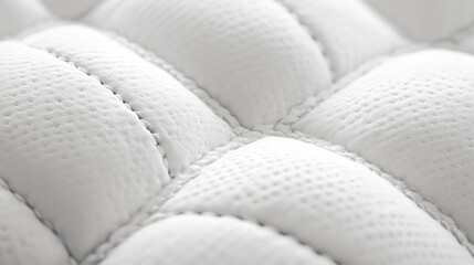 Close-up of a textured white mattress surface, showcasing its quilted design.