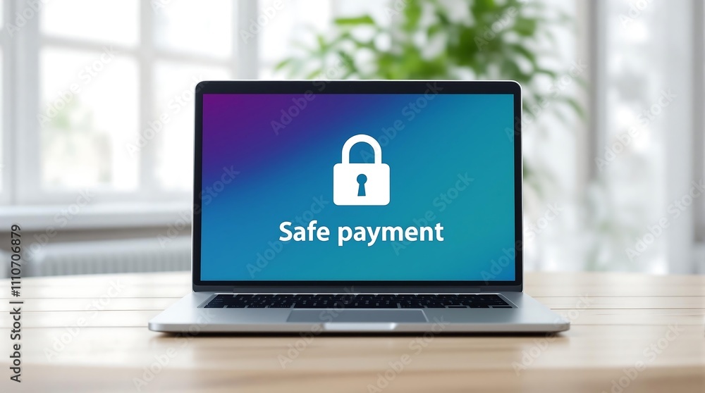 Poster digital lock icon and credit card representing secure online payment and protected transactions