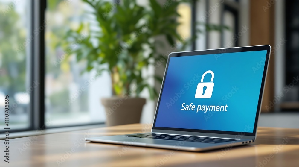 Aufkleber digital lock icon and credit card representing secure online payment and protected transactions