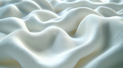 Obraz premium A close-up view of soft, white fabric with gentle waves and folds, suggesting texture and depth.