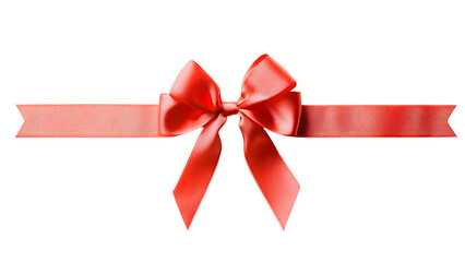 vibrant red ribbon bow perfect for gift wrapping and decoration. Its elegant design adds festive touch to any occasion, enhancing overall presentation. isolated on white/transparent background