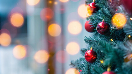 Christmas tree with red ornaments 